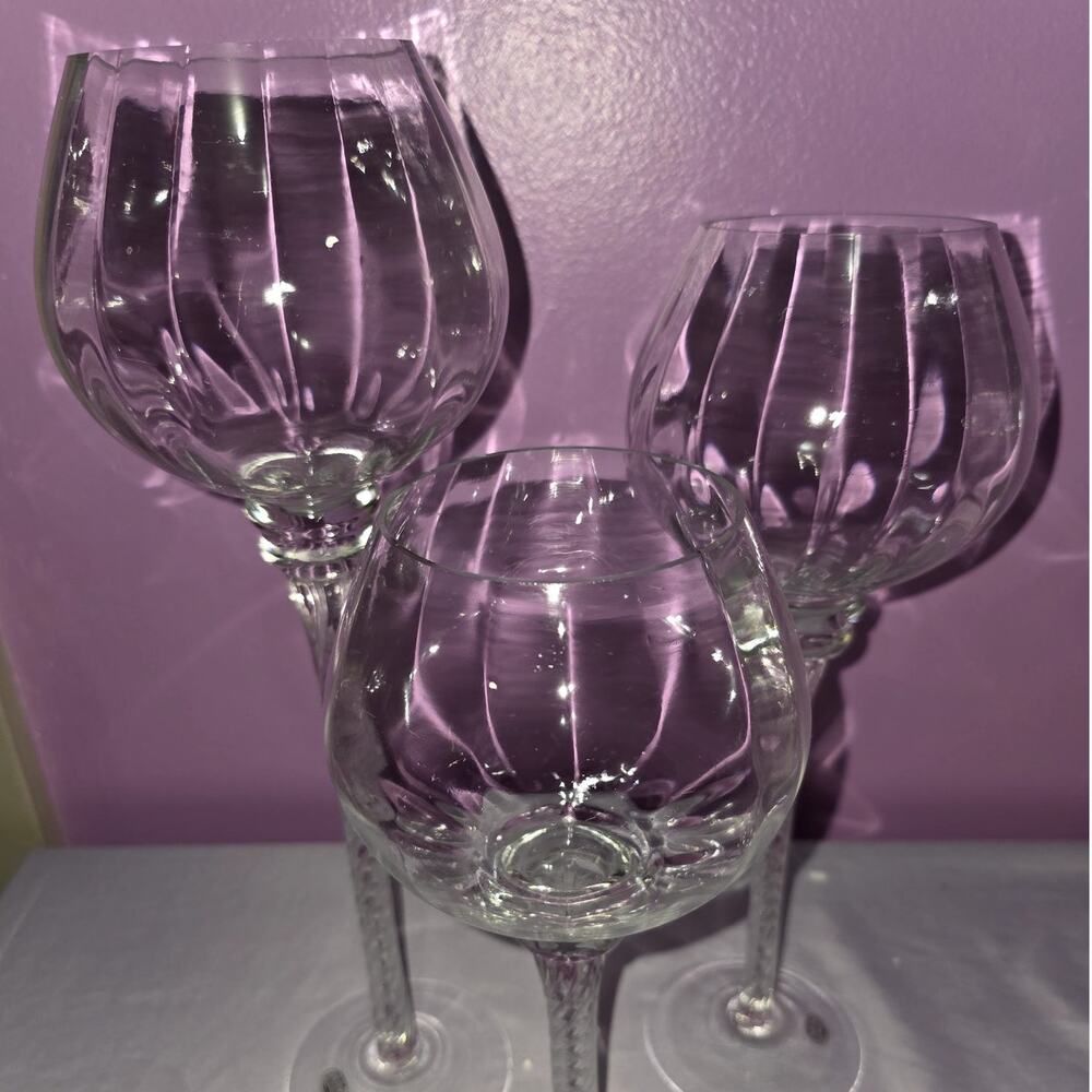 Americana Long Stemmed Crystal Glass Hurricane Candle Holders